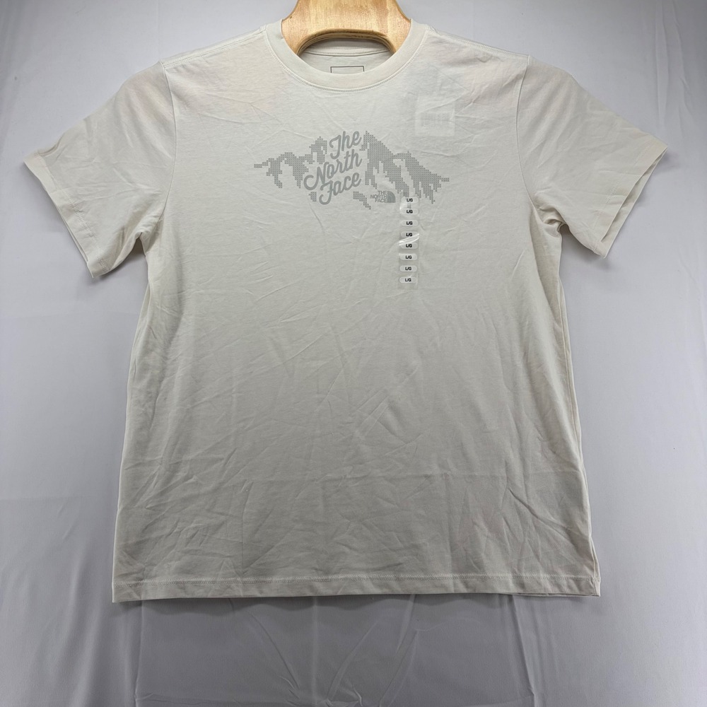 The North Face Womens Evo Sparkle SS T-Shirt White Dune Relaxed Fit Large NWT